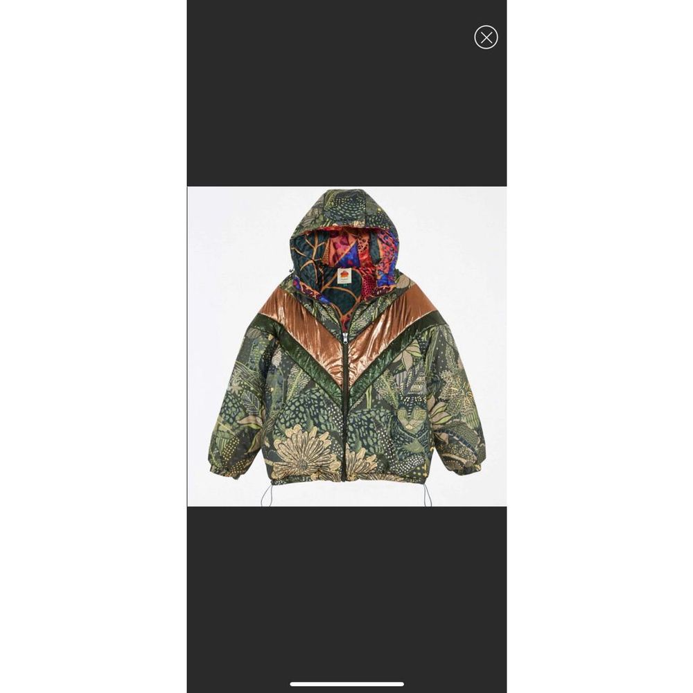 Farm Rio Green Cool Leopard Reversible Puffer Sz. S